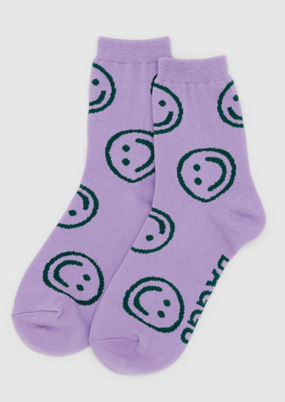 Baggu Crew Sock, Lavender Happy