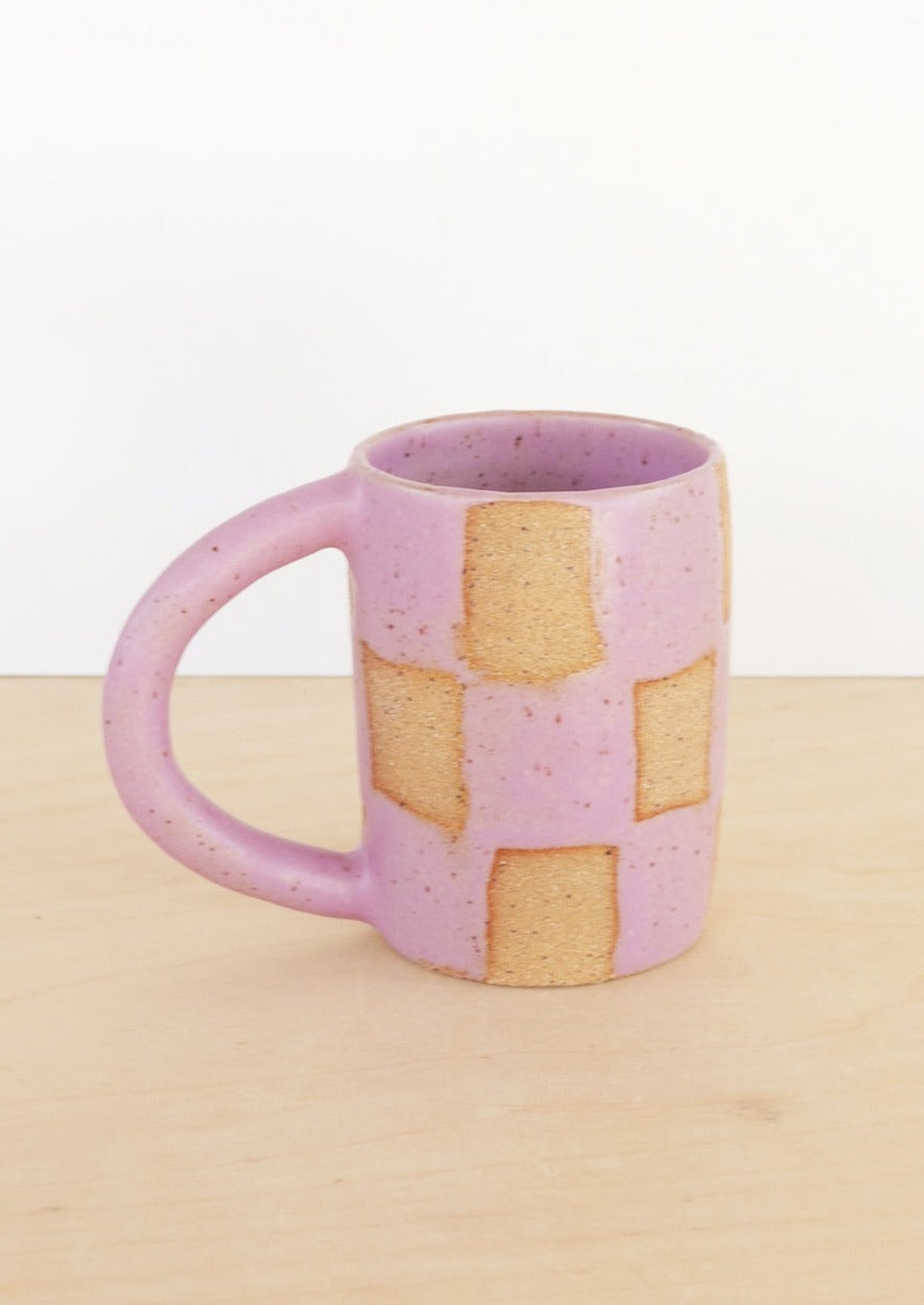 Checkerboard Coffee Mug, Lilac