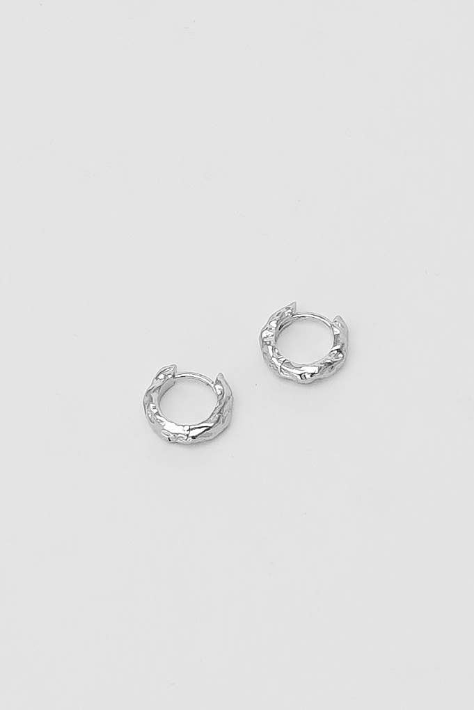 Organic Huggie Hoops, Silver