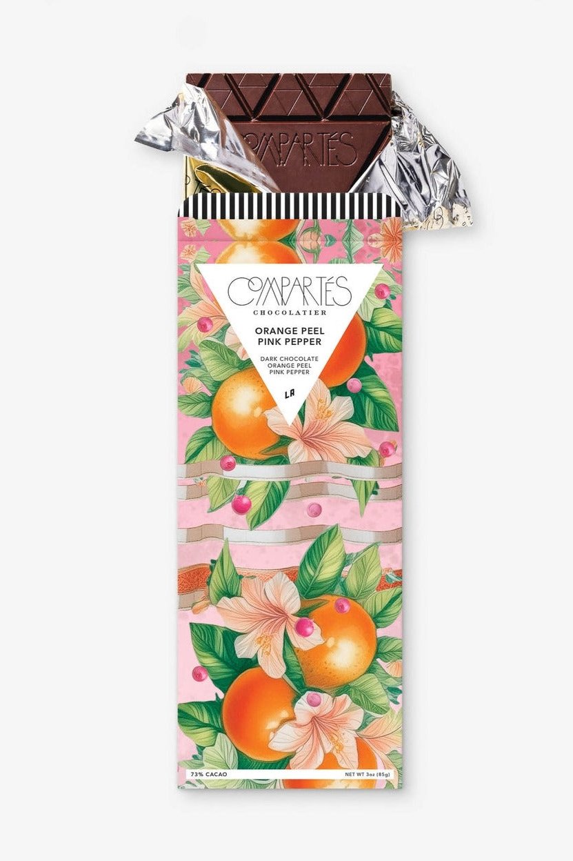 Orange Peel Pink Pepper Dark Chocolate Bar