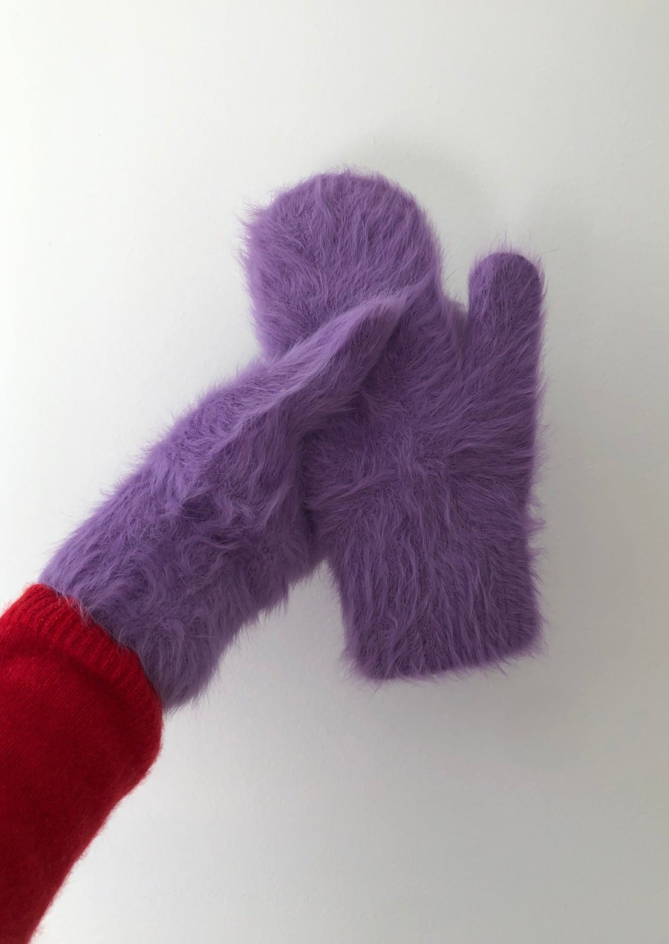 Fluffy Angora Mittens, Purple