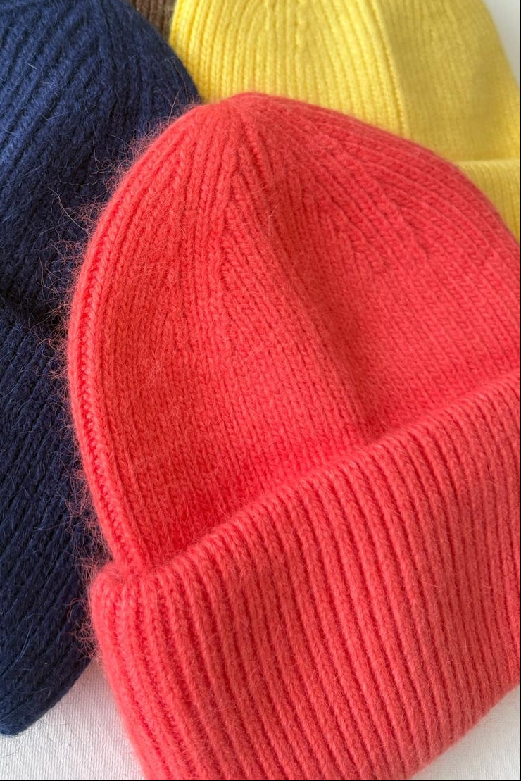 Royal Angora Wool Beanie, Red Coral