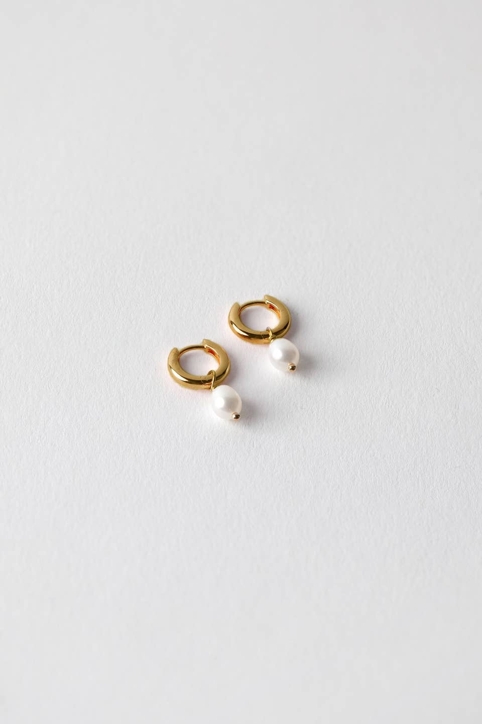 Small Pearl Hoops, Gold