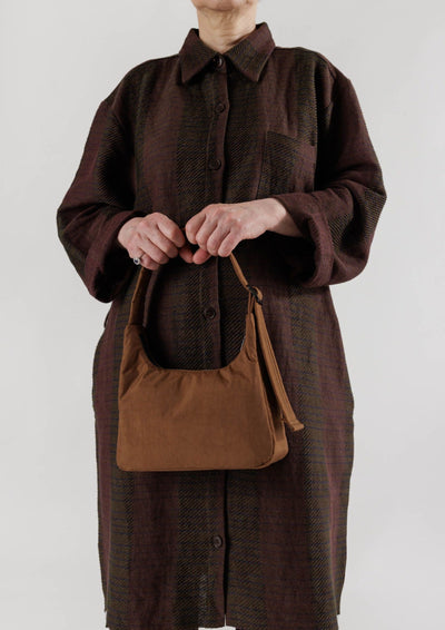 Mini Nylon Shoulder Bag, Brown