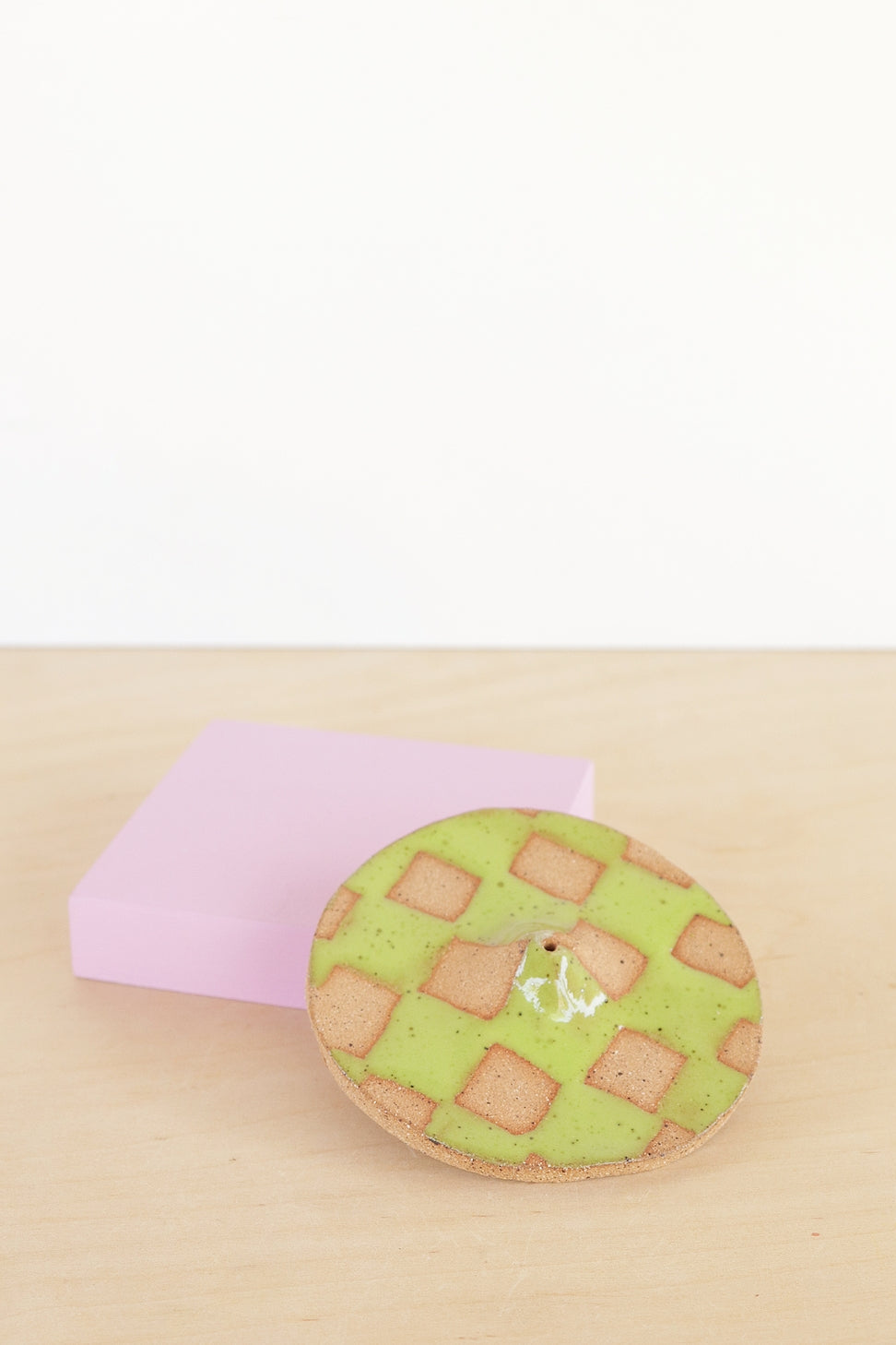 Incense Holder, Lime Checks