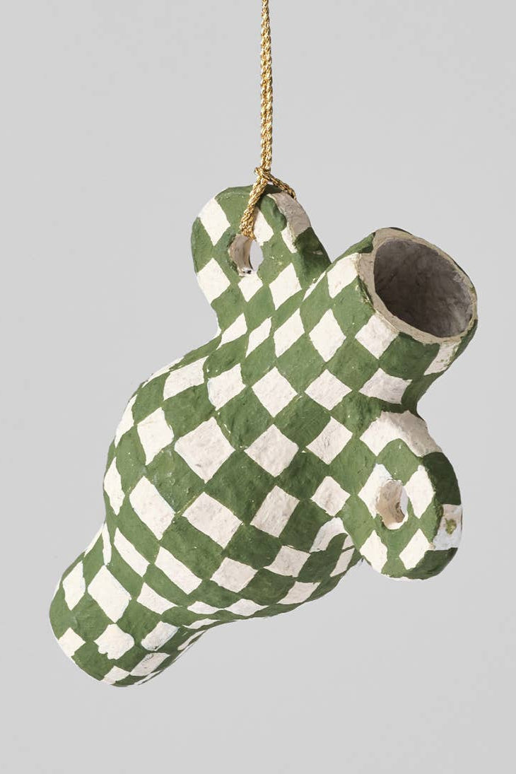 Onsen Check Moss Green Mini Vase Hanging Ornament