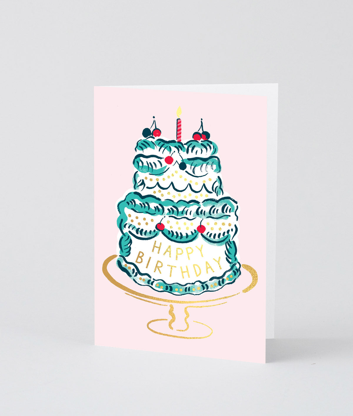 Happy Birthday Cake & Candle Greeting Card
