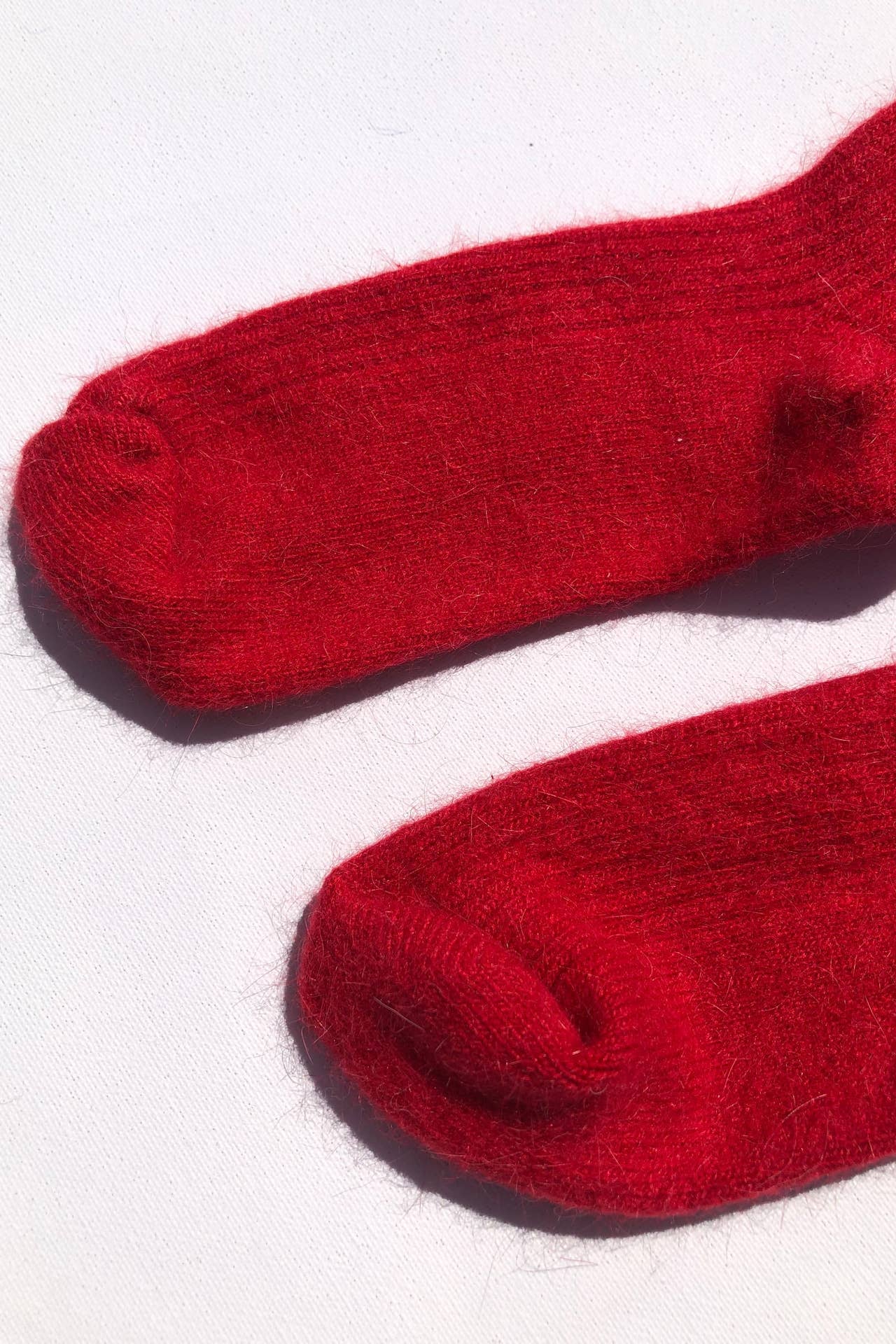 Fluffy Angora Socks, Red