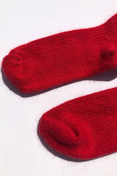 Fluffy Angora Socks, Red