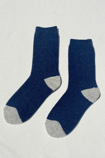 Wool Waffle Socks, Denim