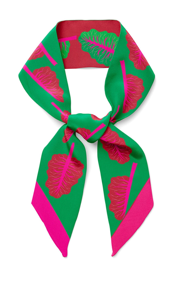 Glowing Chard, Twilly Ribbon Silk Scarf