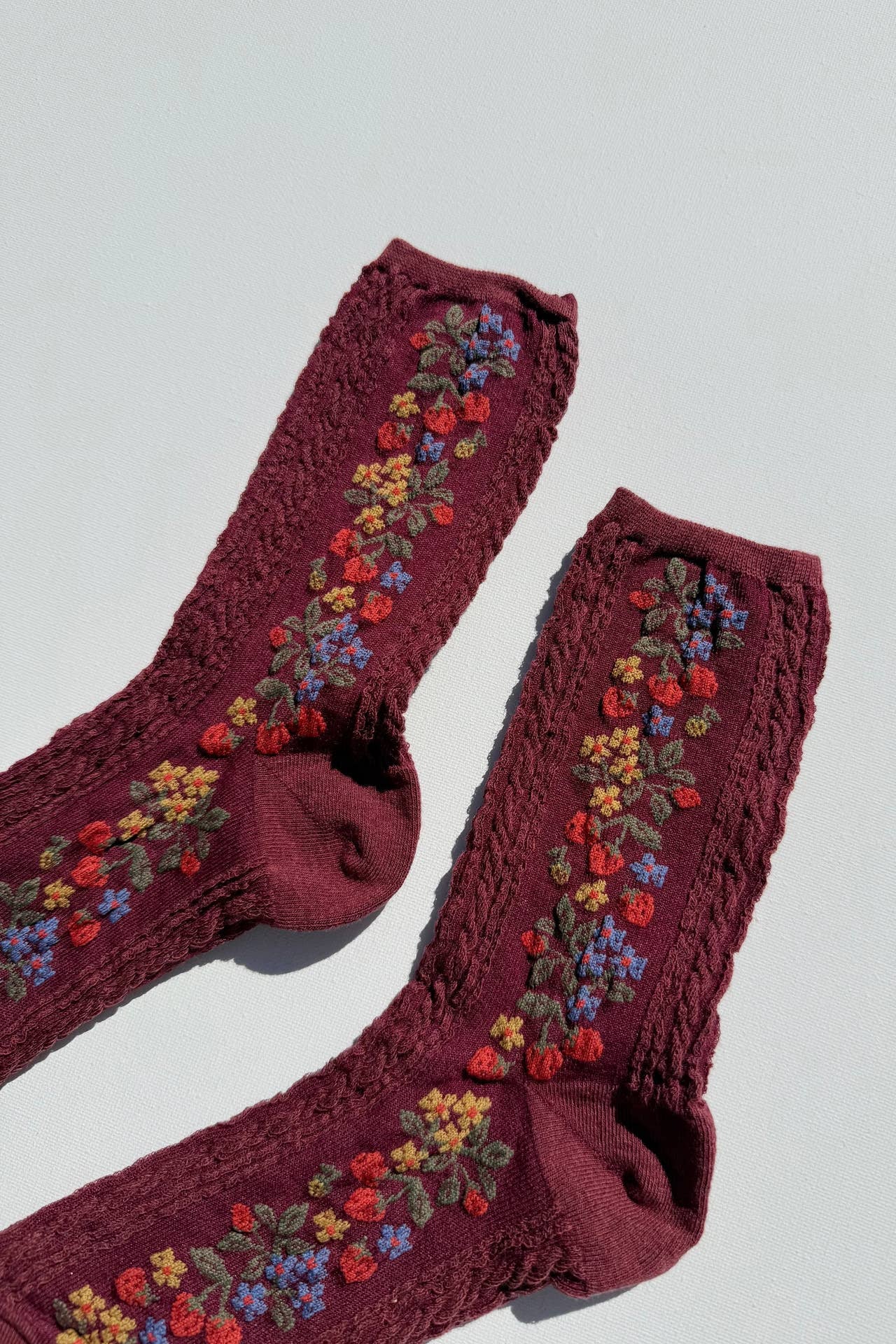 Wild Strawberry Socks, Burgundy