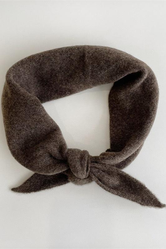 Fuzzy Wool Cravat Scarf, Brown