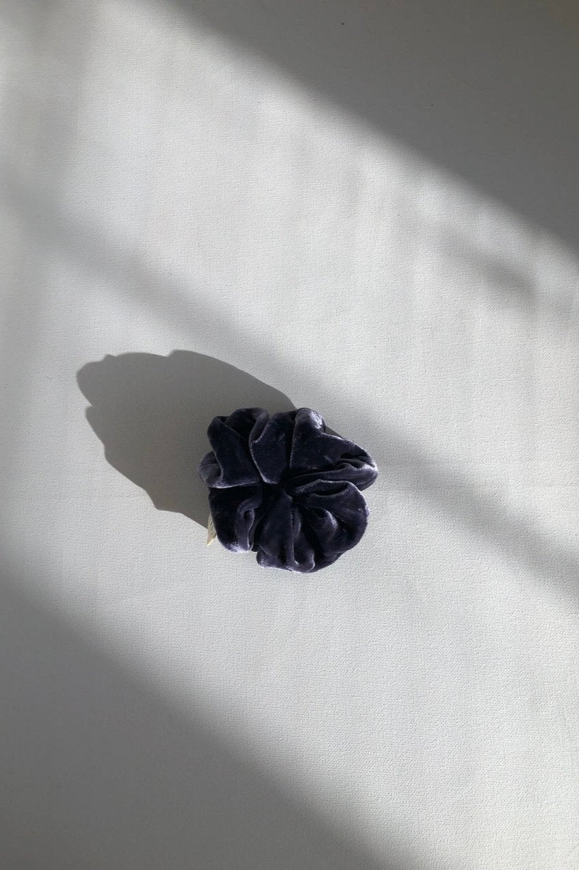 Silk Velvet Scrunchie, Dusty Navy