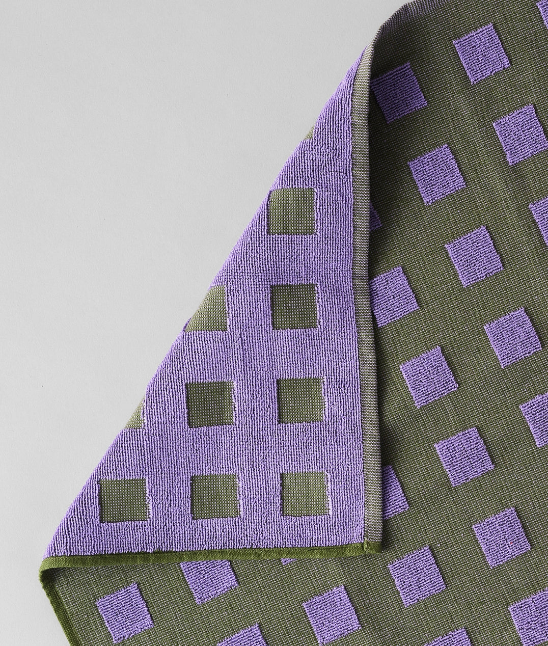 Lilac/Olive Squares Tea Towel