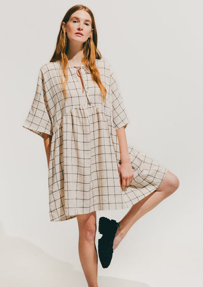 Marlowe Dress, Linen Grid