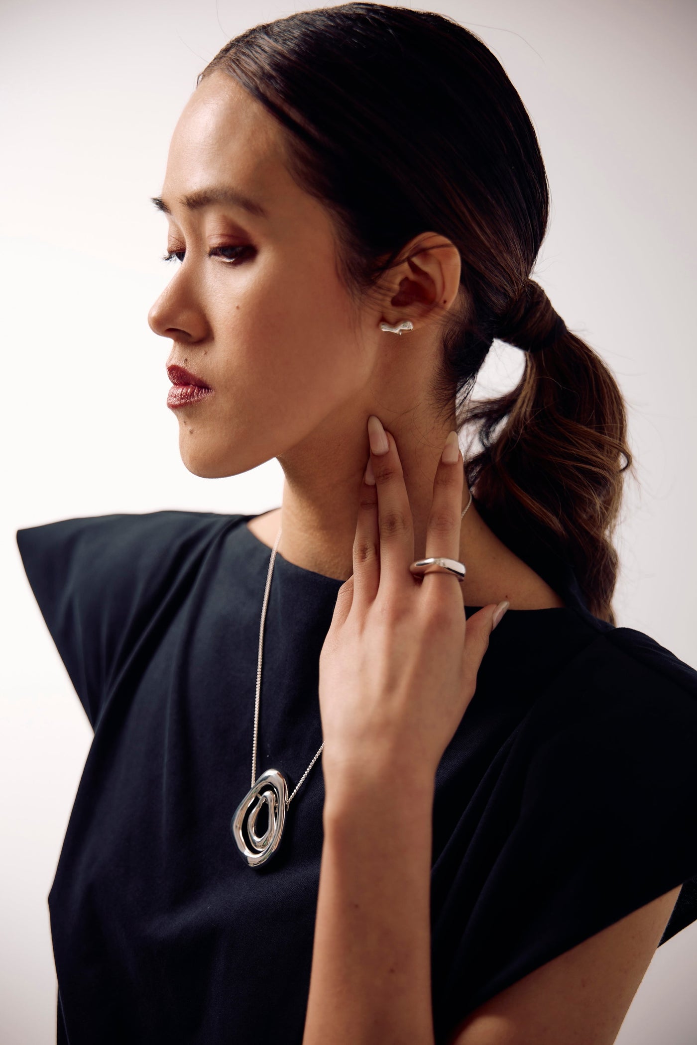 Lunel Single Stud Earring, Silver