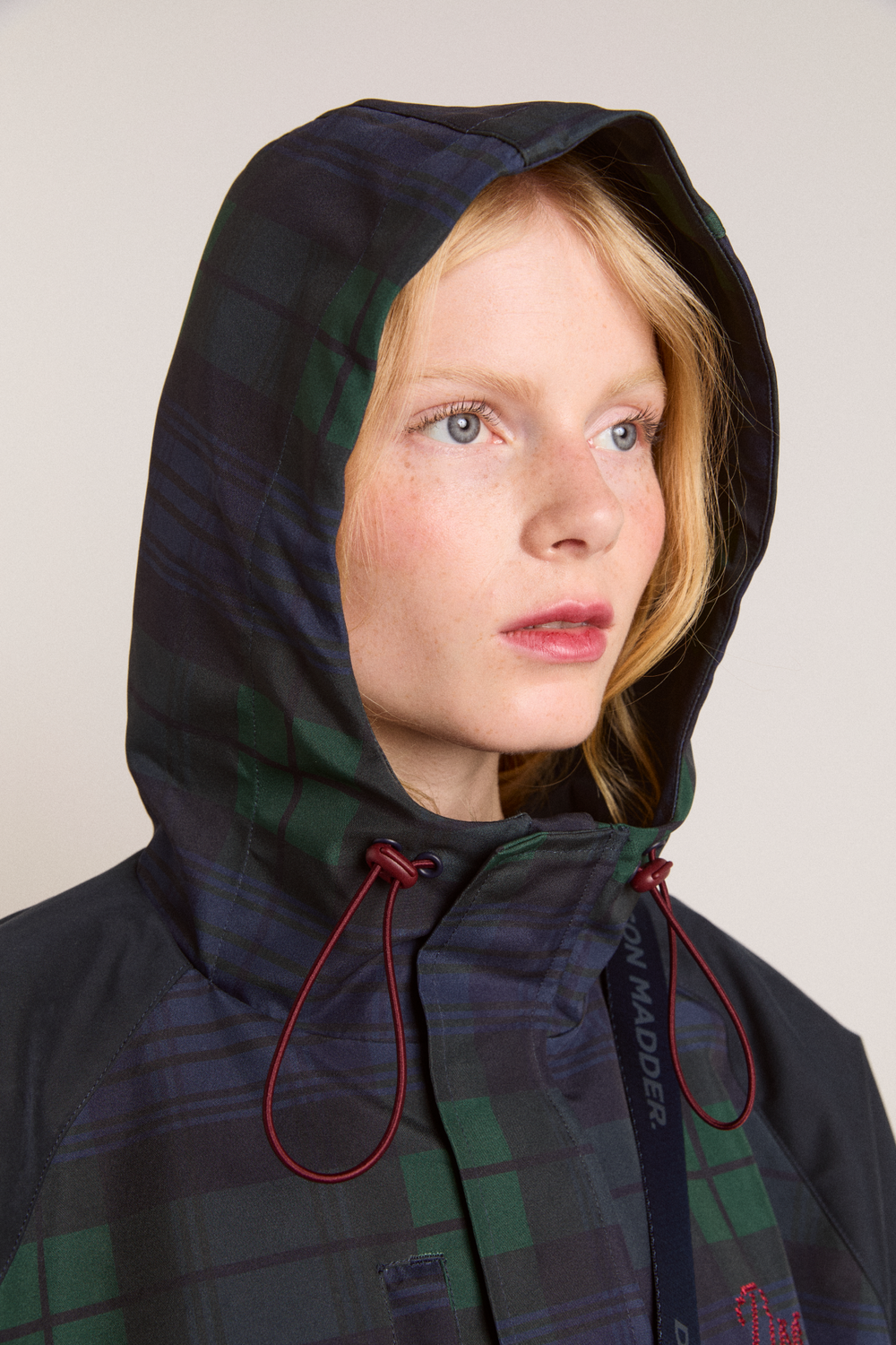 Navy Check Liu Raincoat | Damson Madder | Canada – Slowly Slowly