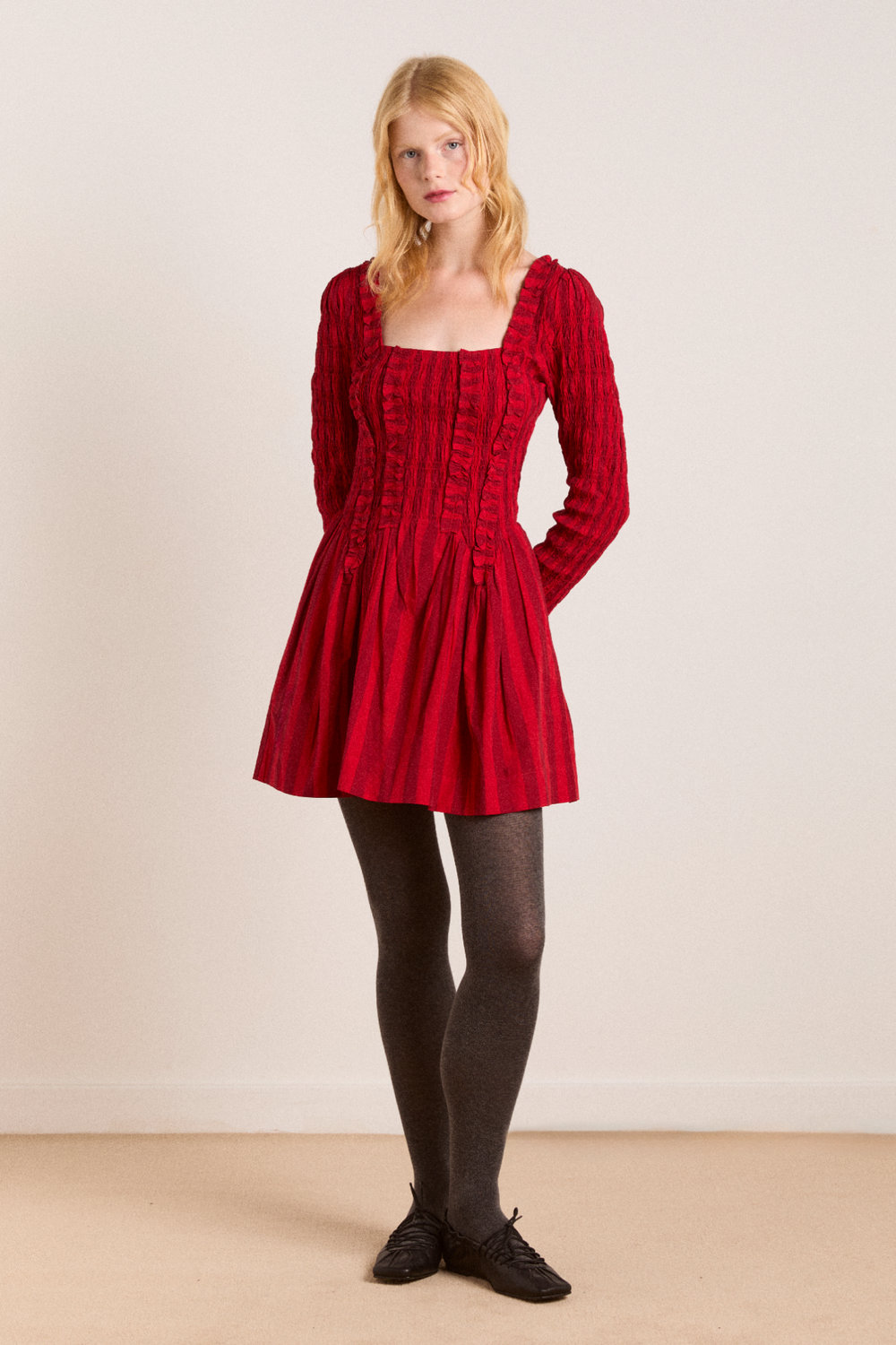 Raphaela Mini Dress, Red Stripe