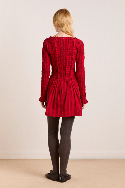 Raphaela Mini Dress, Red Stripe
