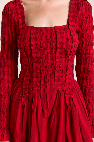 Raphaela Mini Dress, Red Stripe