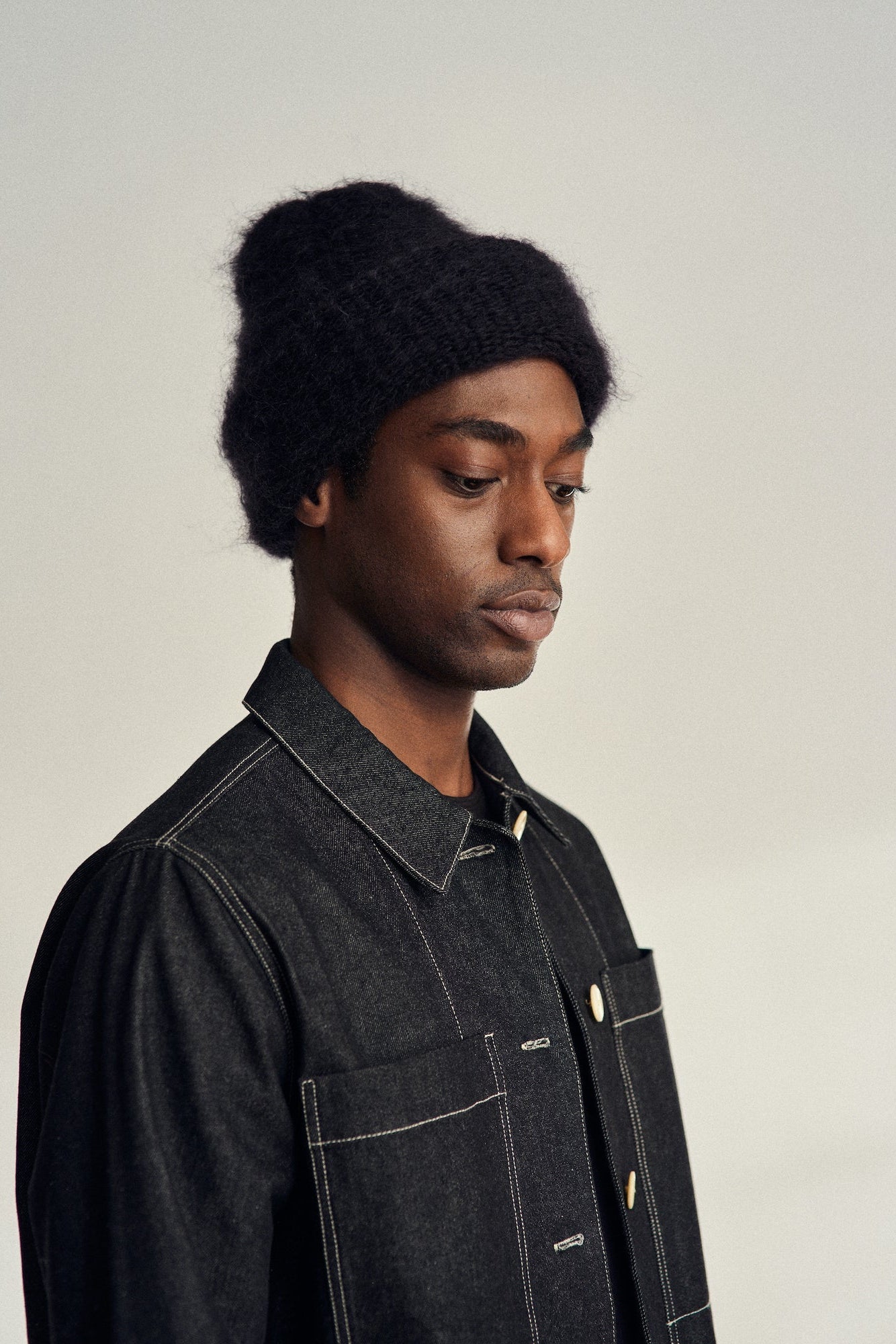 Cloud Mohair Beanie, Black