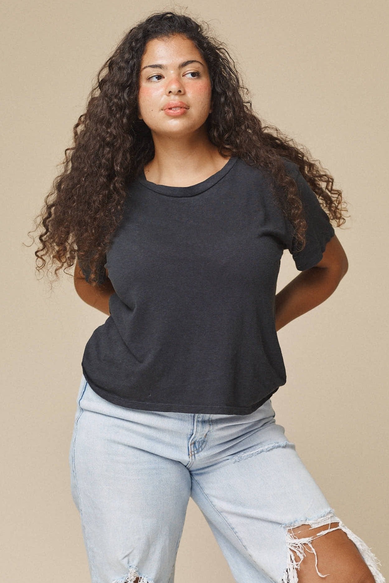 Lorel Crop Tee, Black