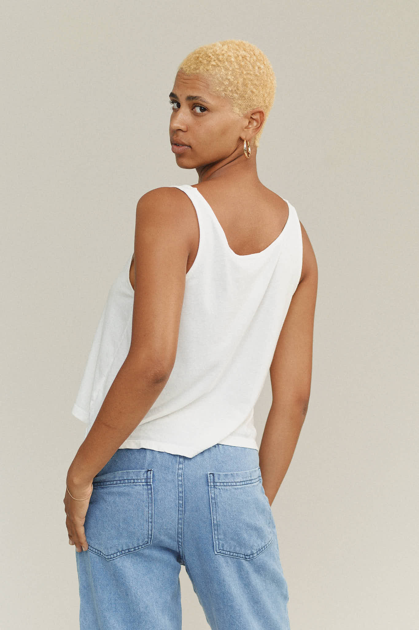 Cropped Tank, Washed White