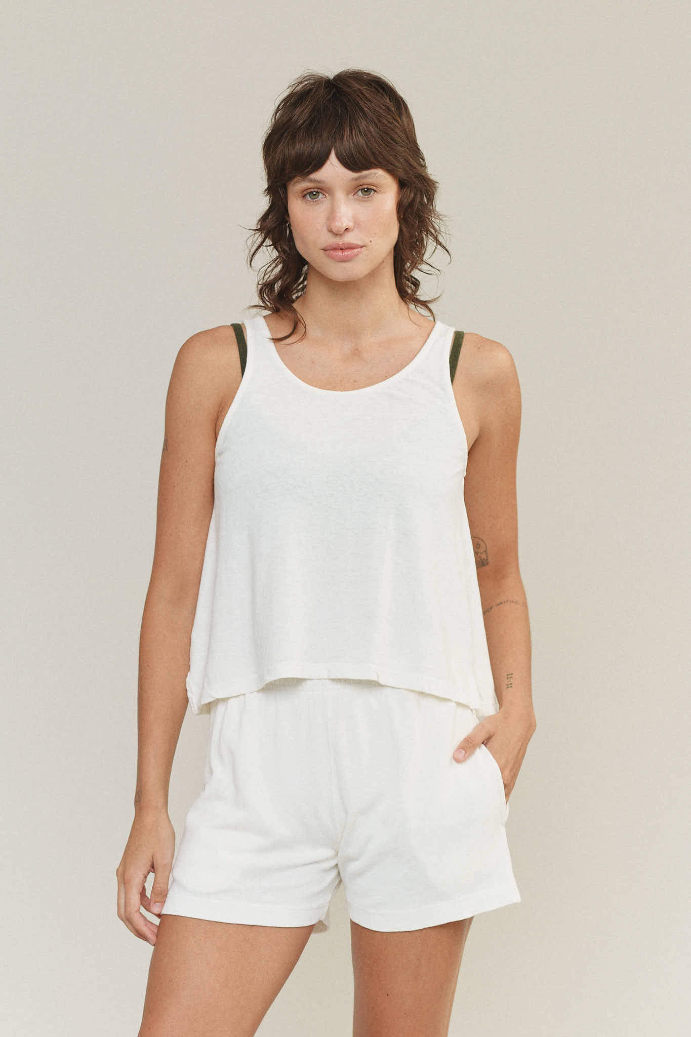 Cropped Tank, Washed White