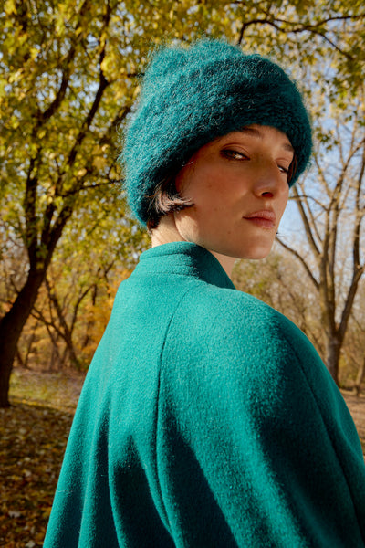 Cloud Mohair Beanie, Phthalo Green