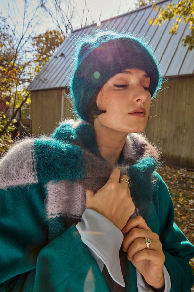 Cloud Mohair Beanie, Phthalo Green