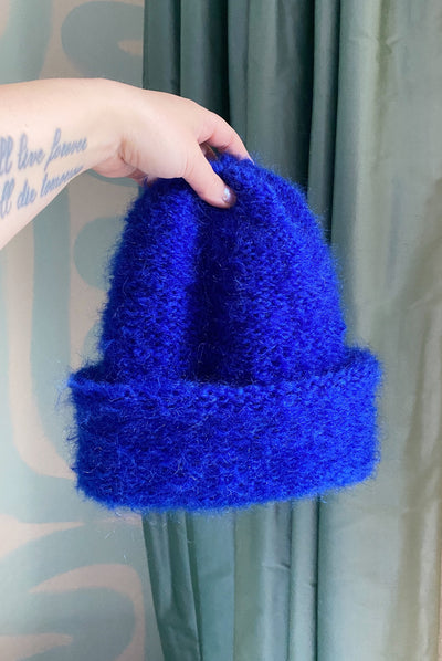 Cloud Mohair Beanie, Cobalt Blue