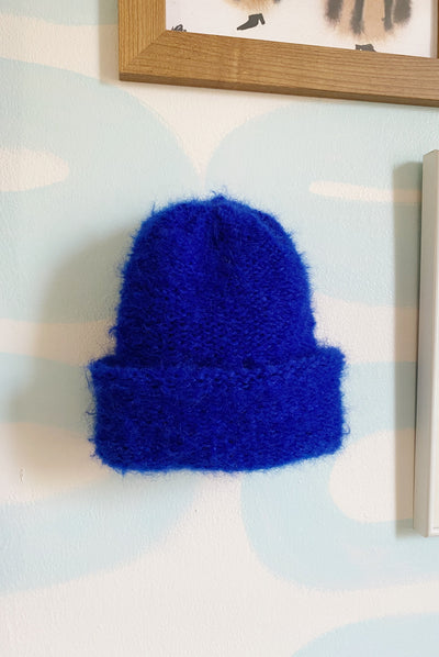 Cloud Mohair Beanie, Cobalt Blue