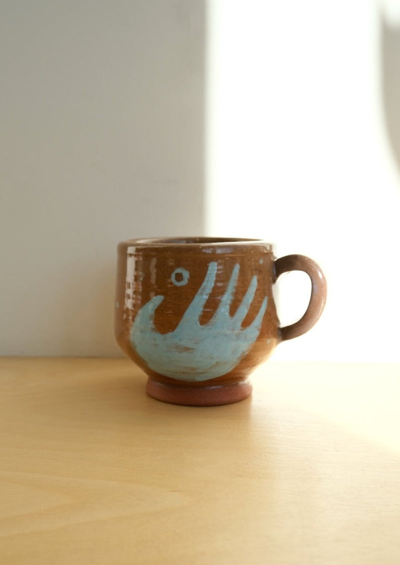 Hand & Star Mug, Brown & Blue