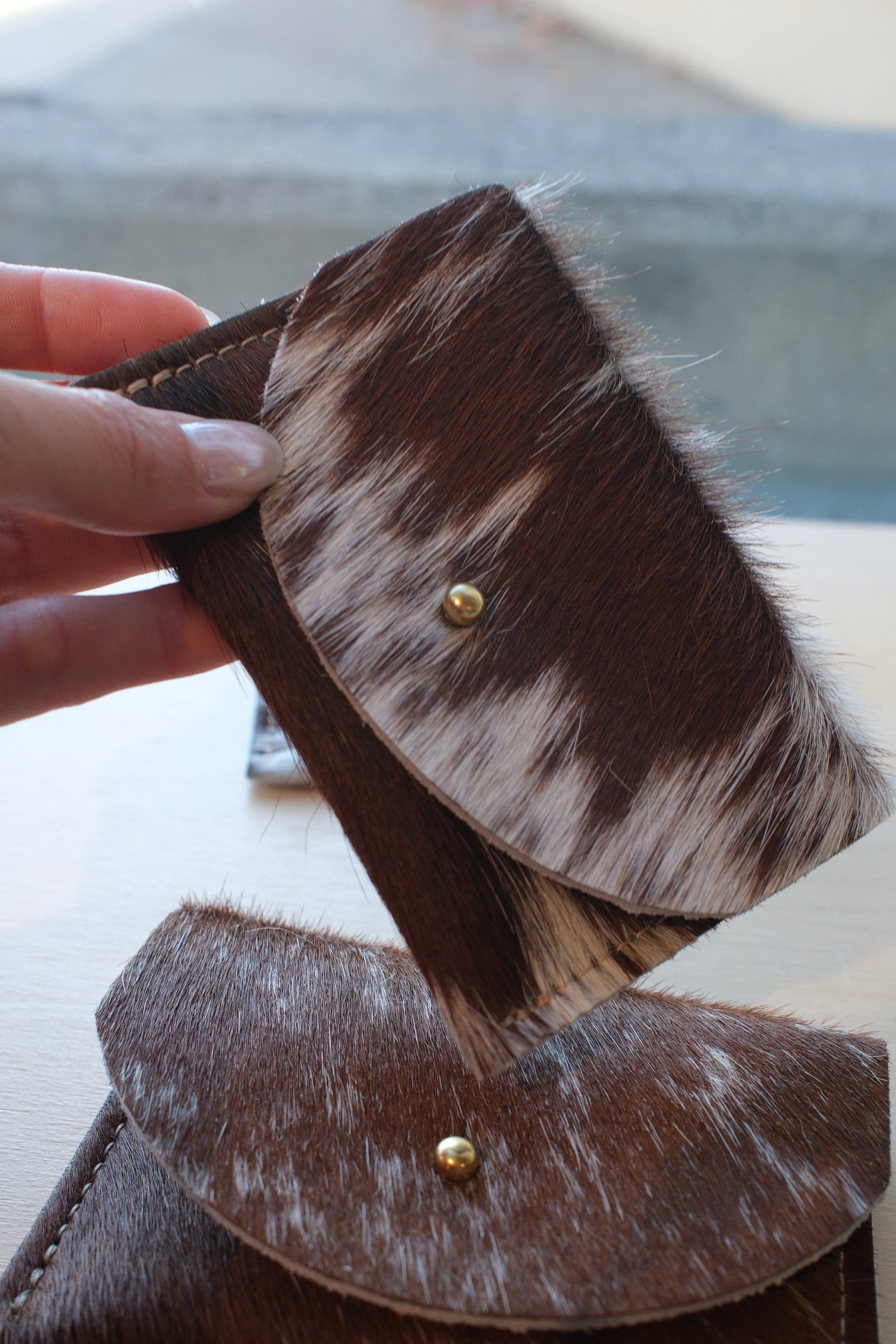 Cowhide Card Holder, Caramel Speckle Hair On Hide