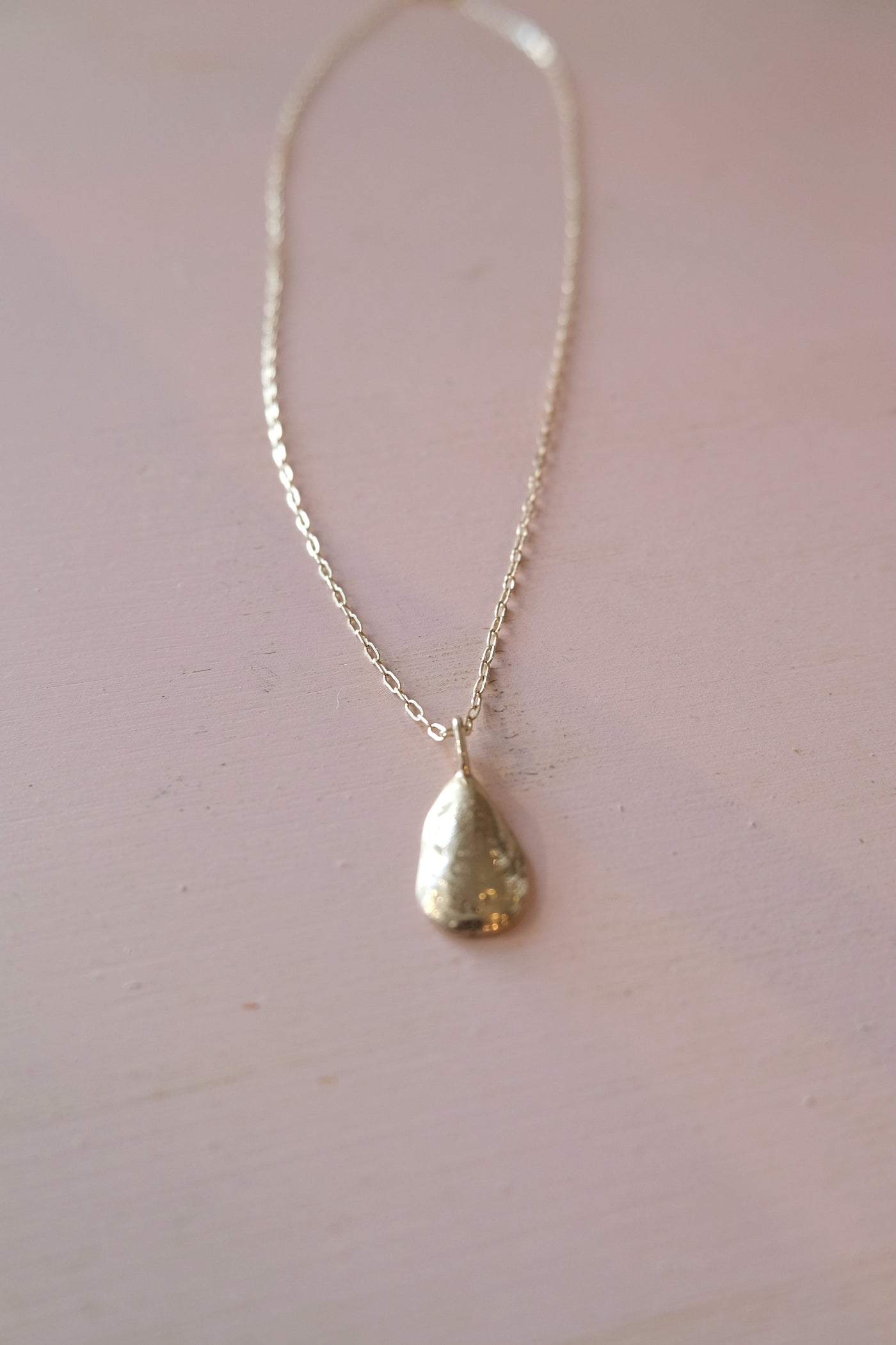 Small Mussel Pendant, 14k Gold