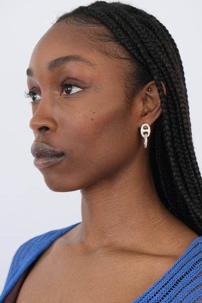 Double Mariner Chain Earrings, Silver