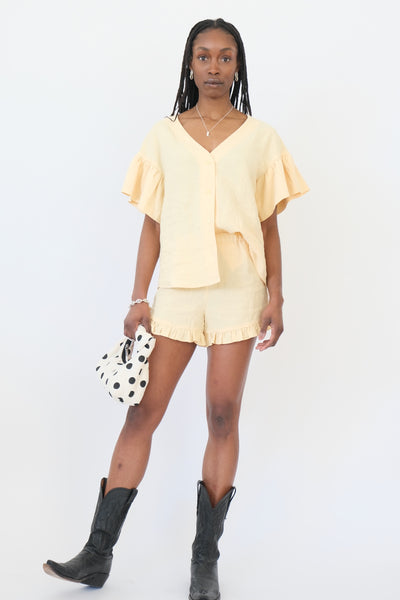 Dottie Blouse, Yellow Linen