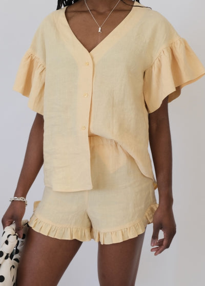 Dottie Blouse, Yellow Linen