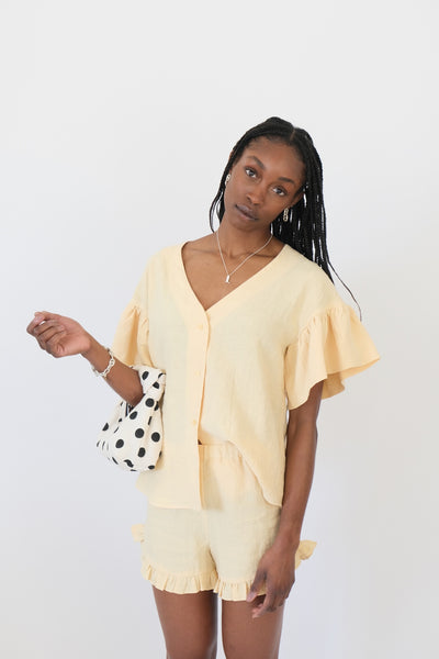 Dottie Blouse, Yellow Linen