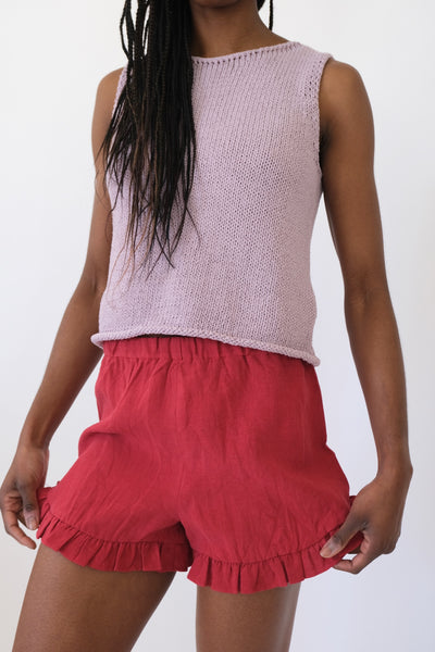 Baxter Short, Maroon Red Linen