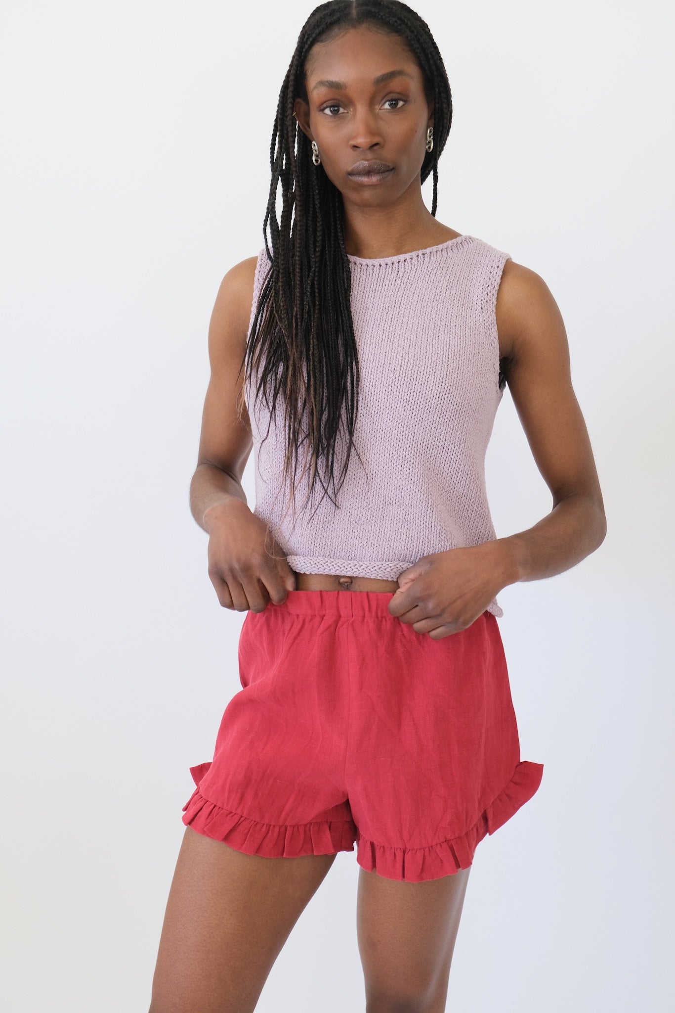 Baxter Short, Maroon Red Linen