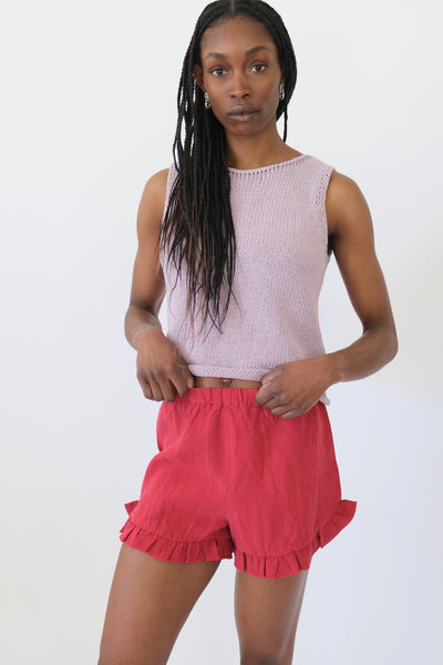 Baxter Short, Maroon Red Linen