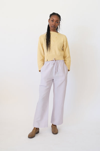 Silk Linen Drawstring Pant, Lilac