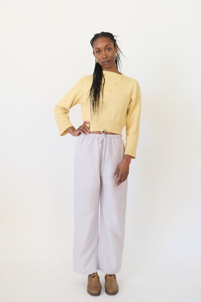 Silk Linen Drawstring Pant, Lilac