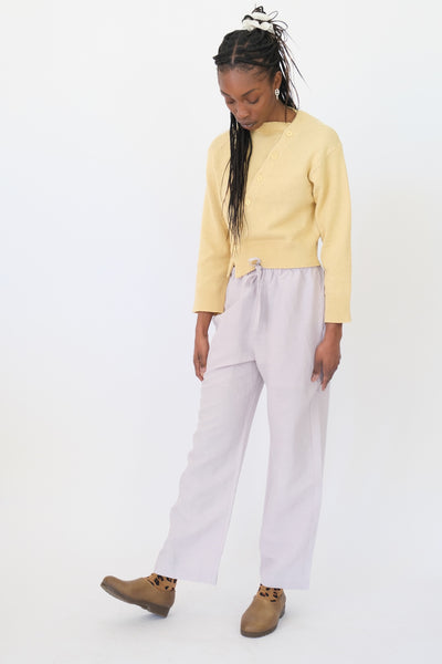 Silk Linen Drawstring Pant, Lilac