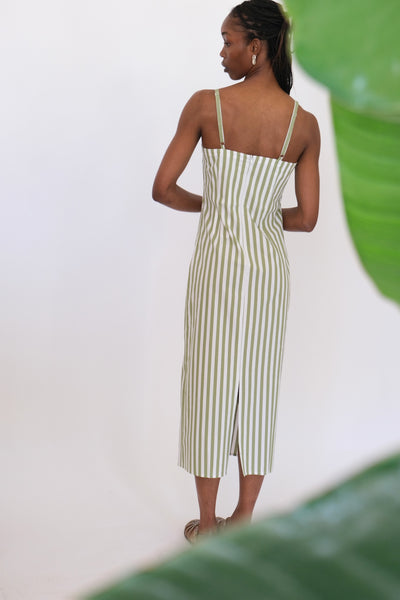 Viridian Dress, Green Stripe