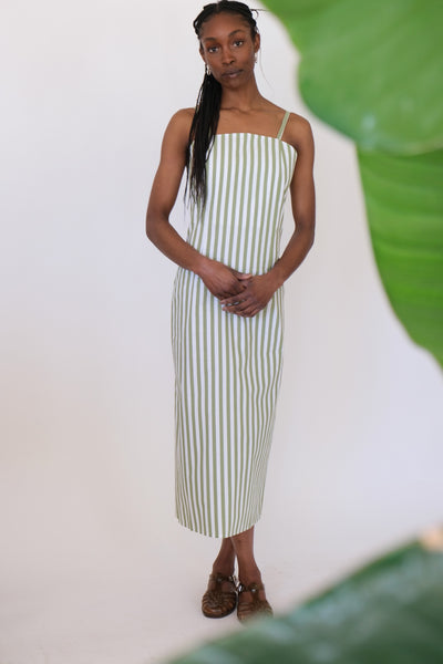 Viridian Dress, Green Stripe