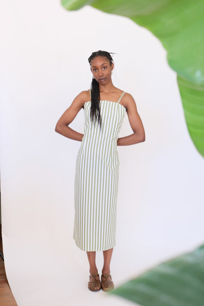 Viridian Dress, Green Stripe
