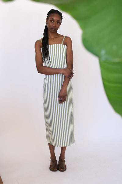 Viridian Dress, Green Stripe